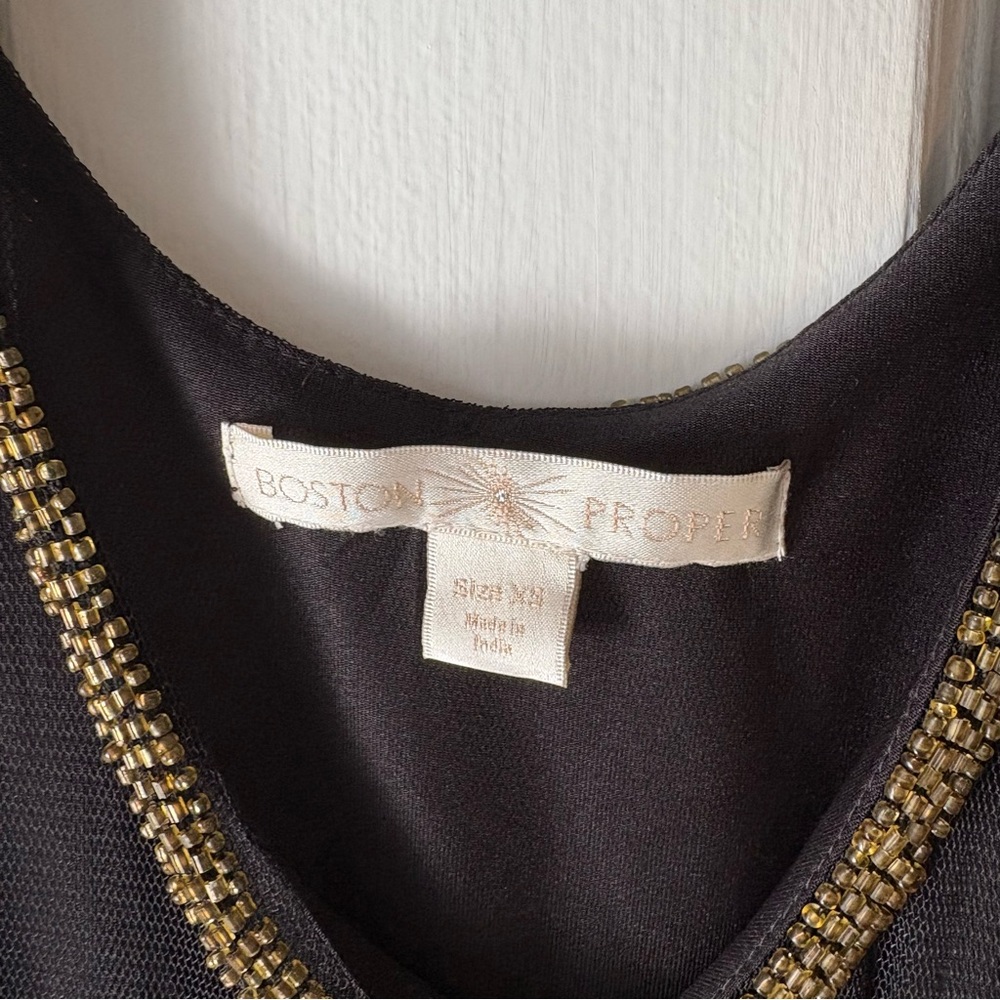 Boston Proper black and bronze gold beaded tank size XS - Picture 4 of 6